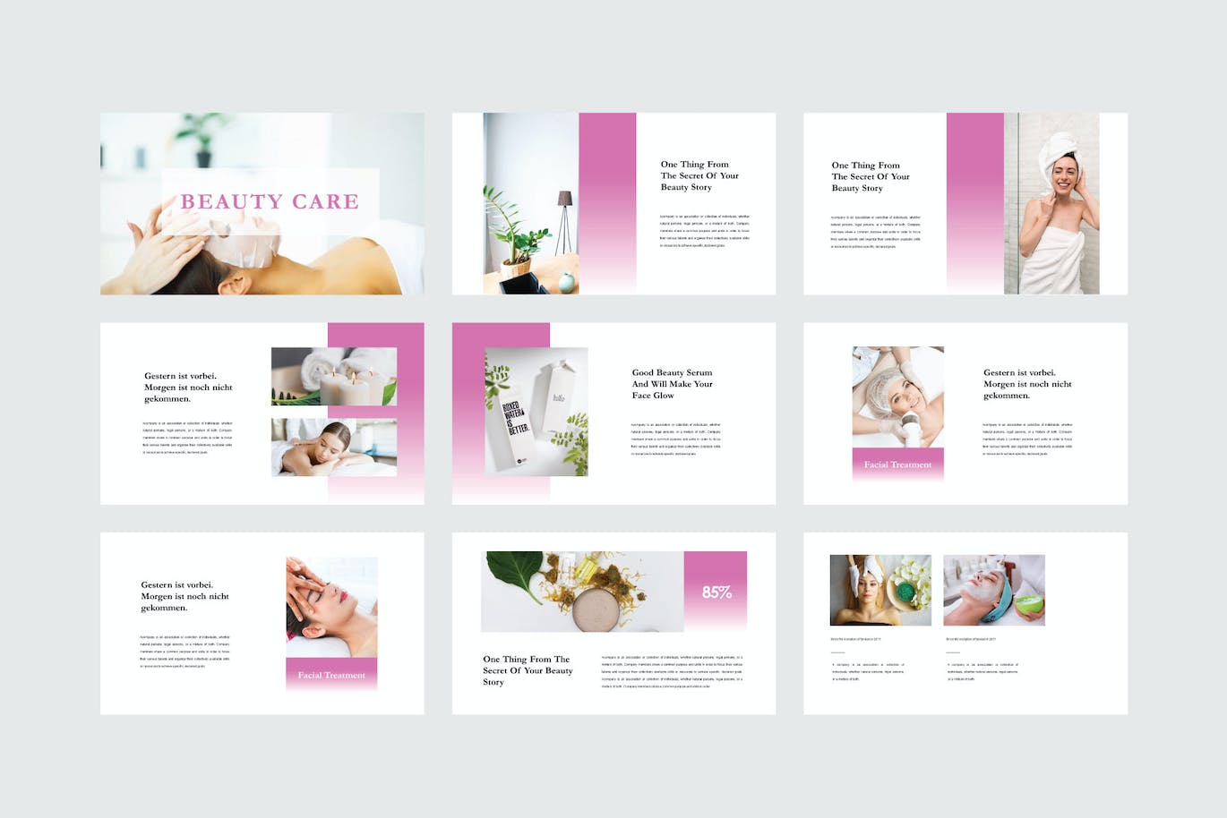美容护理业务PPT素材 Beauty Care – PowerPoint Template 幻灯图表 sucaiwan.com