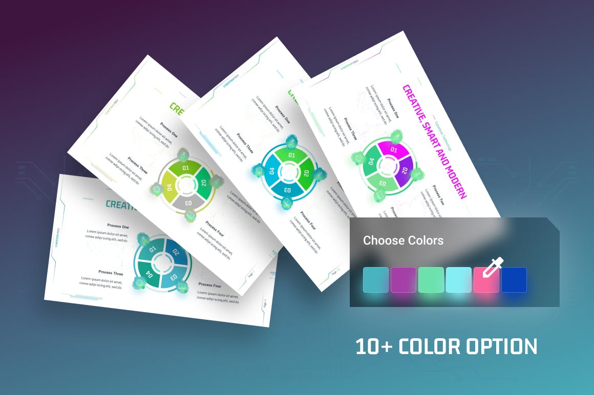 赛博朋克现代技术PPT设计模板 Cybertron Modern Technology PowerPoint Template 幻灯图表 sucaiwan.com