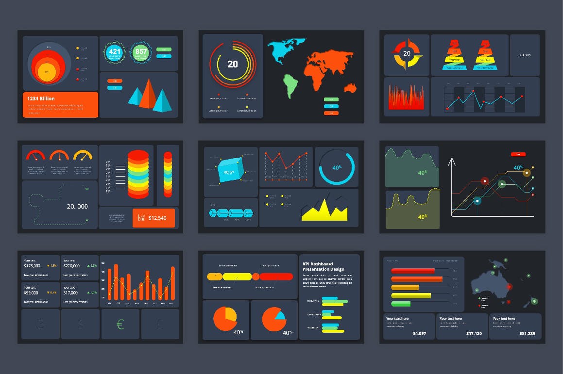 KPI仪表盘多用途PowerPoint演示模板 KPI Dashboard PowerPoint Template 幻灯图表 sucaiwan.com