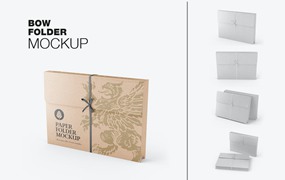 带绳的牛皮纸文件夹外观设计样机 Set Kraft Folders with Rope mockup