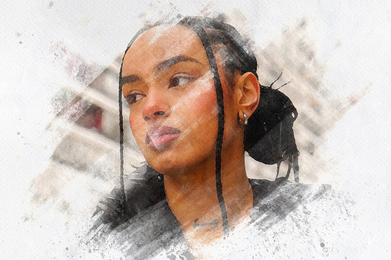 水彩画照片特效PS图层样式 Watercolor Canvas Photo Effect 插件预设 sucaiwan.com
