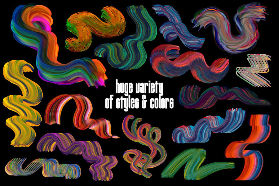 PS笔刷-3D彩色抽象PS画笔笔刷素材 笔刷资源 sucaiwan.com