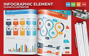 步骤流程数据图表矢量素材 Infographics