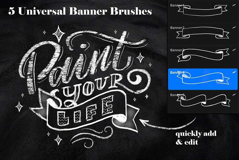 50个粉笔字效果Procreate笔刷 笔刷资源 sucaiwan.com