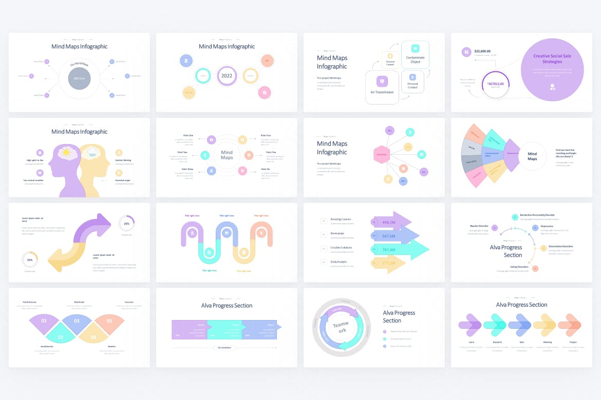 进度&思维导图演示文稿PPT模板 Alva Progress & Mind Maps PowerPoint Template 幻灯图表 第3张-素材湾丨精选海外优质设计素材资源 进度&思维导图演示文稿PPT模板 Alva Progress & Mind Maps PowerPoint Template 幻灯图表 sucaiwan.com