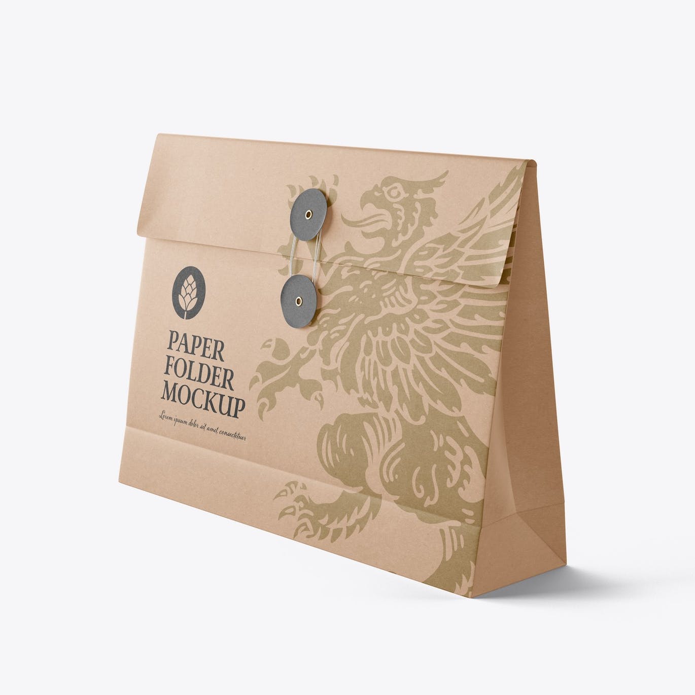 绕绳纸文件袋夹设计样机 Kraft Folder with Bow mockup 样机素材 sucaiwan.com