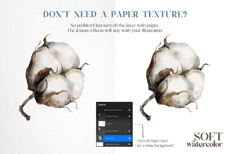 柔和的水彩插画Procreate笔刷 笔刷资源 sucaiwan.com