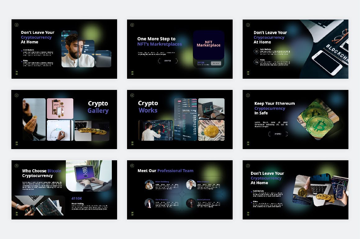 加密货币金融演示PPT模板 Cryptocurrency PowerPoint Template 幻灯图表 sucaiwan.com