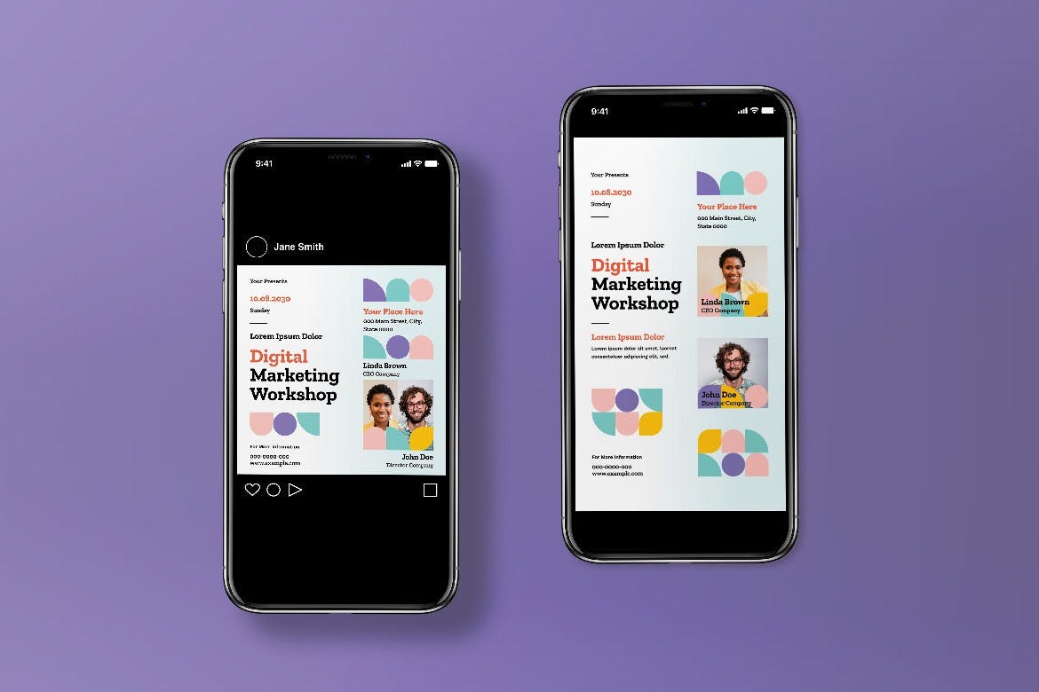 数字营销研讨会海报设计 Digital Marketing Workshop Flyer Set 设计素材 sucaiwan.com