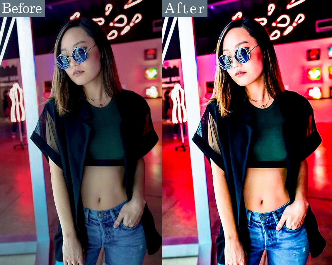 电影霓虹灯照片效果Photoshop动作 Cinematic Neon Portrait Photoshop Actions 插件预设 sucaiwan.com