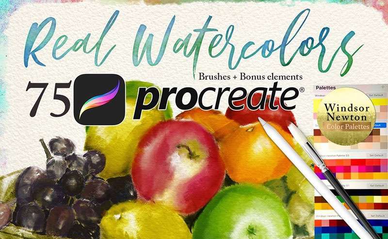 75个Procreate水彩笔套装 笔刷资源 sucaiwan.com