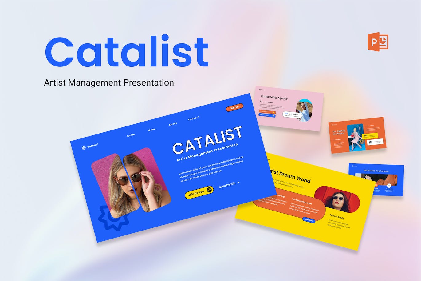 艺人管理PowerPoint演示模板 Catalist – Artist Management PowerPoint 幻灯图表 第1张-素材湾丨精选海外优质设计素材资源 艺人管理PowerPoint演示模板 Catalist – Artist Management PowerPoint 幻灯图表 sucaiwan.com