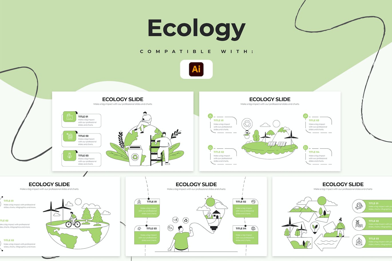 生态学教育信息图表设计AI矢量模板 Education Ecology Illustrator Infographics 幻灯图表 sucaiwan.com