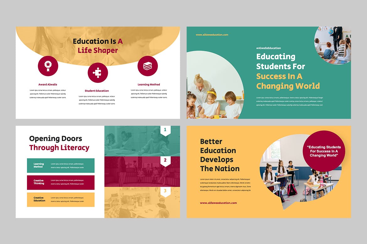 教育宣传PPT幻灯片模板下载 ALWAFA – Education Kids Powerpoint 幻灯图表 sucaiwan.com