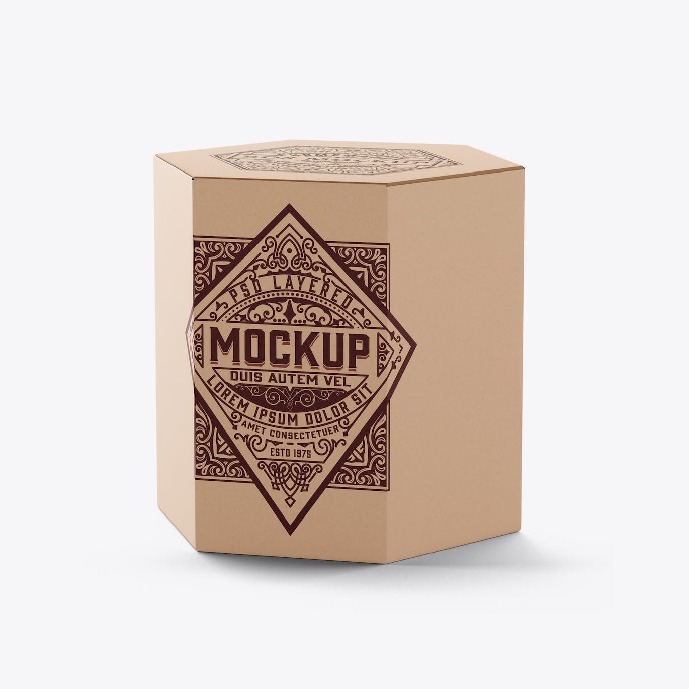 六边形长方体纸盒包装设计样机 Hexagonal Box Mockup 样机素材 sucaiwan.com