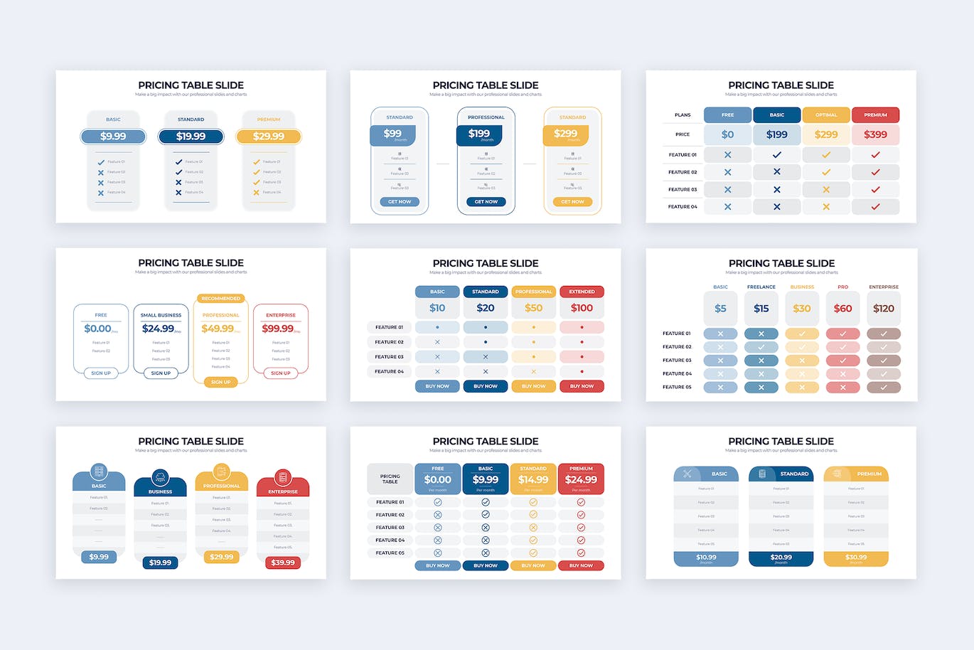 定价表信息图表矢量模板 Pricing Table Slides Illustrator Infographics 幻灯图表 sucaiwan.com