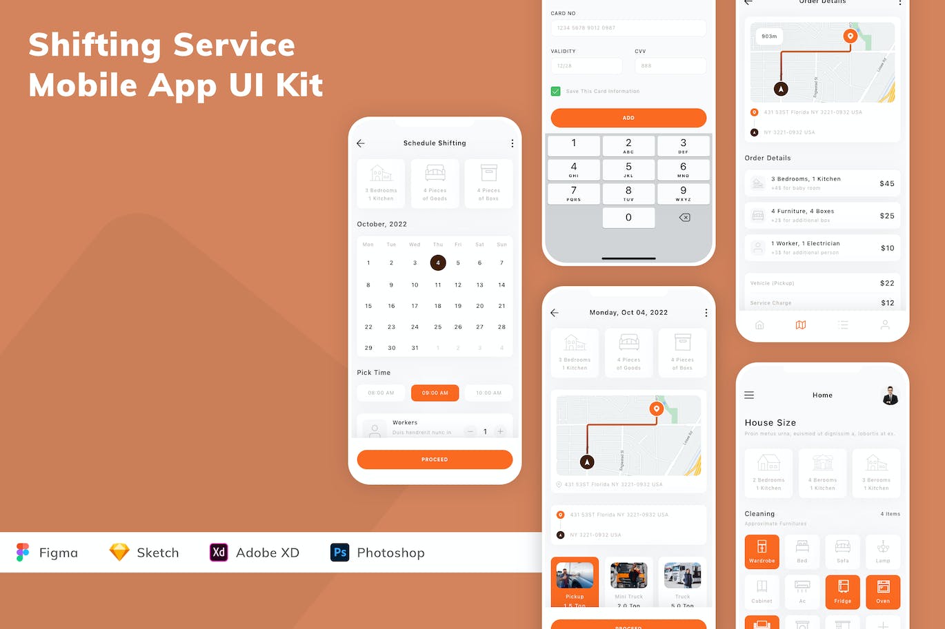 货物物流服务App应用程序UI设计模板套件 Shifting Service Mobile App UI Kit APP UI sucaiwan.com
