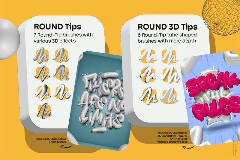 抖音3D立体字Procreate笔刷 笔刷资源 sucaiwan.com