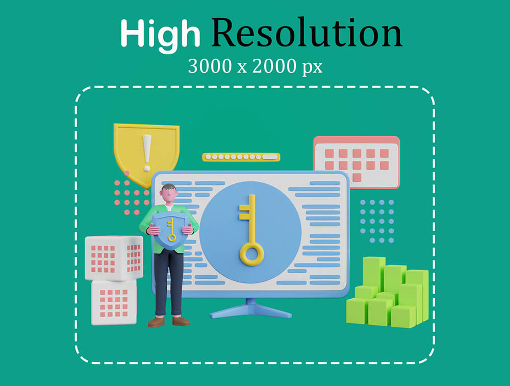 3D数据安全插画素材 图标素材 sucaiwan.com