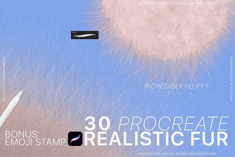 毛茸表情包Procreate笔刷 笔刷资源 sucaiwan.com