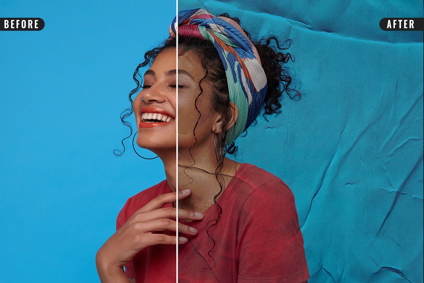 胶合皱纹海报照片效果PS样式 Glued Photo Effect 插件预设 sucaiwan.com