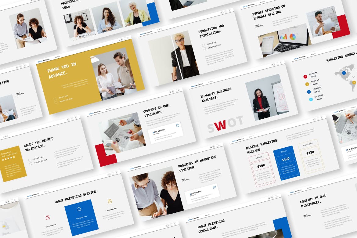 数字营销机构Powerpoint幻灯片模板 Digital Marketing Agency Powerpoint Presentation Template 幻灯图表 sucaiwan.com
