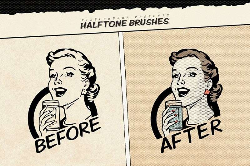 复古半色调图案PS和Procreate笔刷 笔刷资源 sucaiwan.com