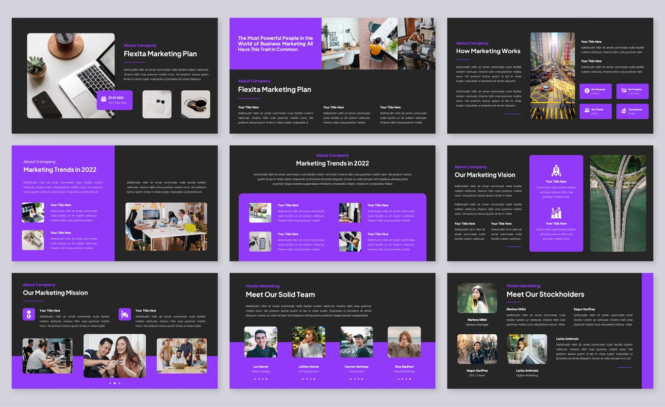 营销销售PPT幻灯片设计模板 Flexita – Marketing PowerPoint Template 幻灯图表 sucaiwan.com