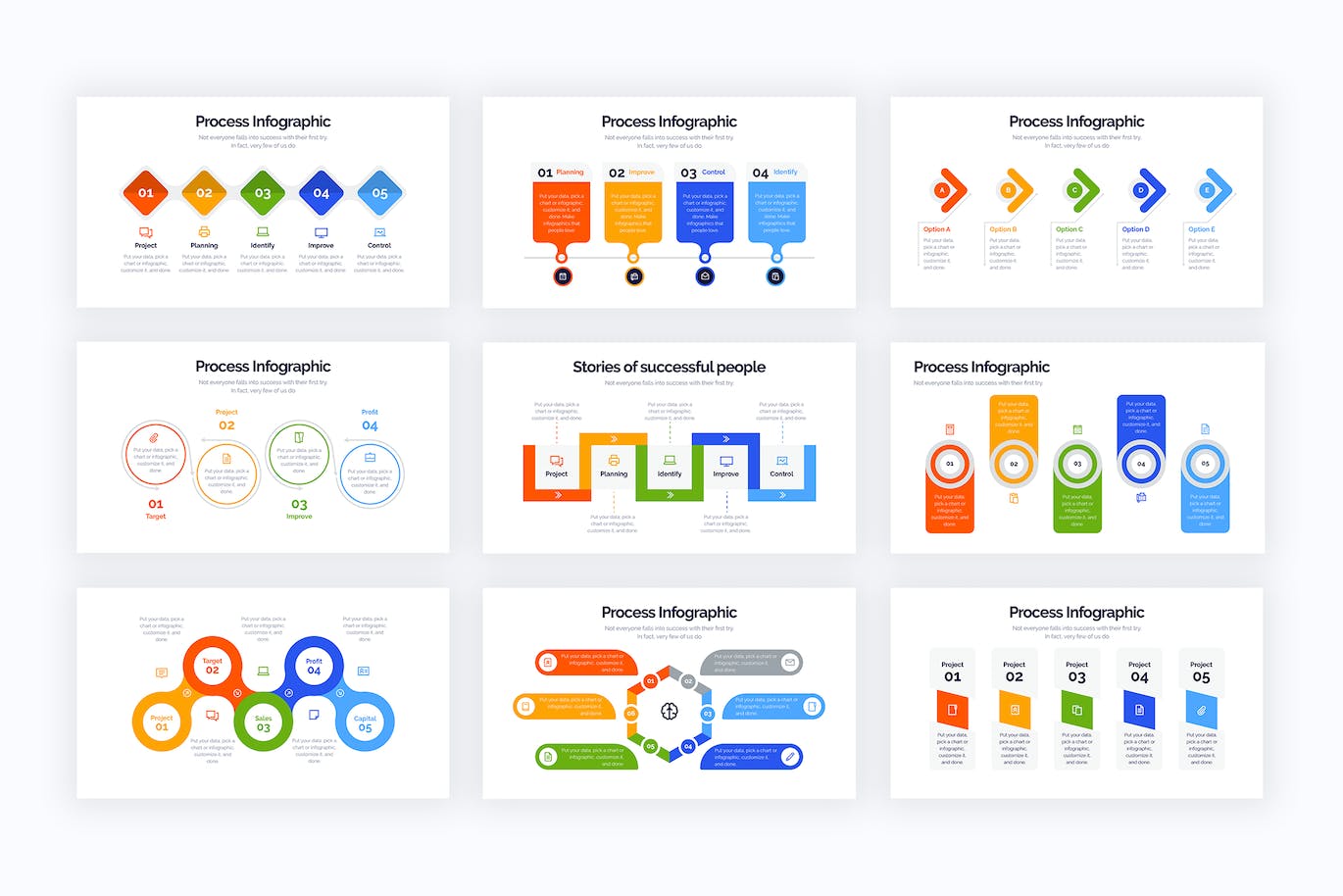 工作流程信息图表设计AI矢量模板 Business Process Illustrator Infographics 幻灯图表 sucaiwan.com