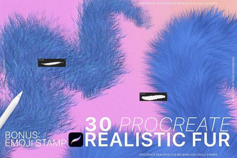 毛茸表情包Procreate笔刷 笔刷资源 sucaiwan.com
