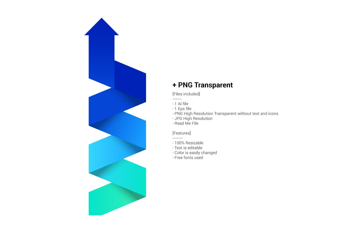 渐变色楼梯信息图表设计模板 Stair Infographic 幻灯图表 sucaiwan.com