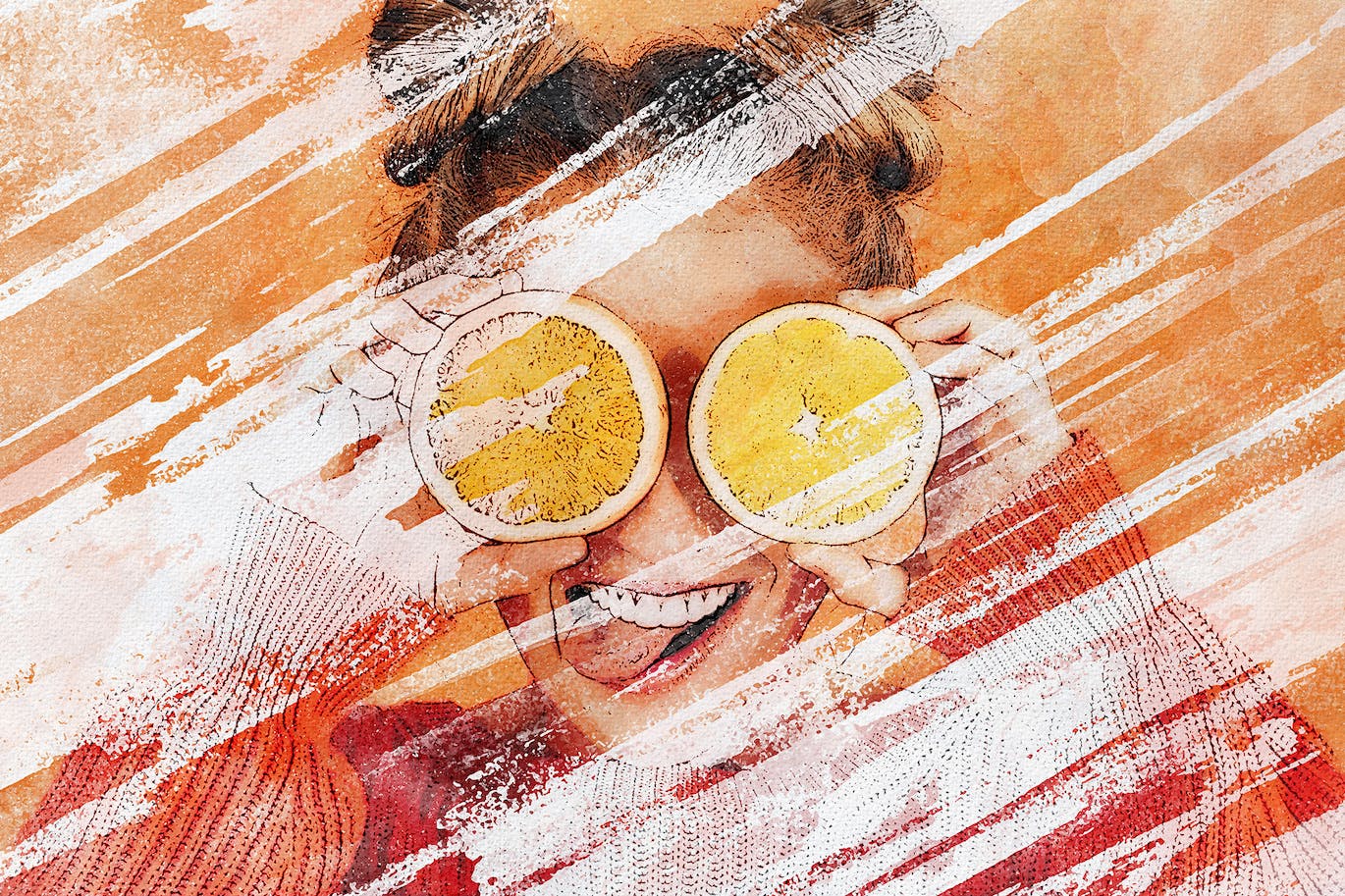 画笔描边照片效果PS图层样式 Brush Strokes Photo Effect 插件预设 sucaiwan.com