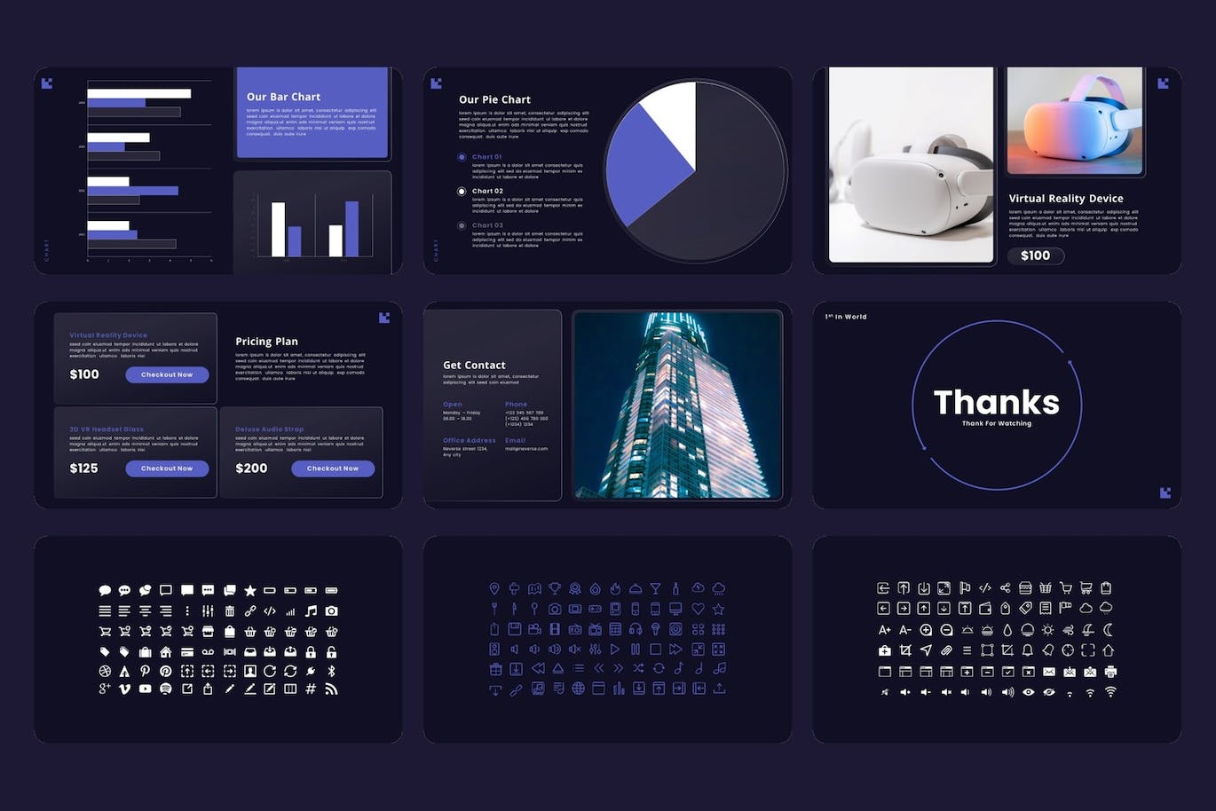 VR/元宇宙PPT设计模板 Neverse – Metaverse PowerPoint Template 幻灯图表 sucaiwan.com