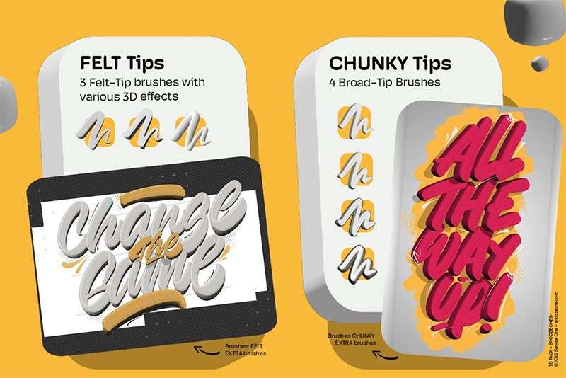 抖音3D立体字Procreate笔刷 笔刷资源 sucaiwan.com