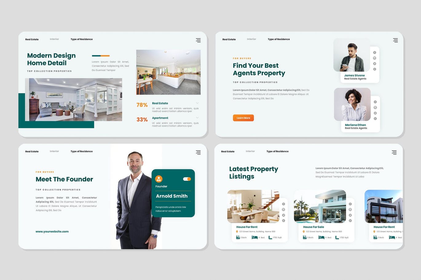 庄园地产业务PPT模板 Arch Estate – Powerpoint Template 幻灯图表 sucaiwan.com