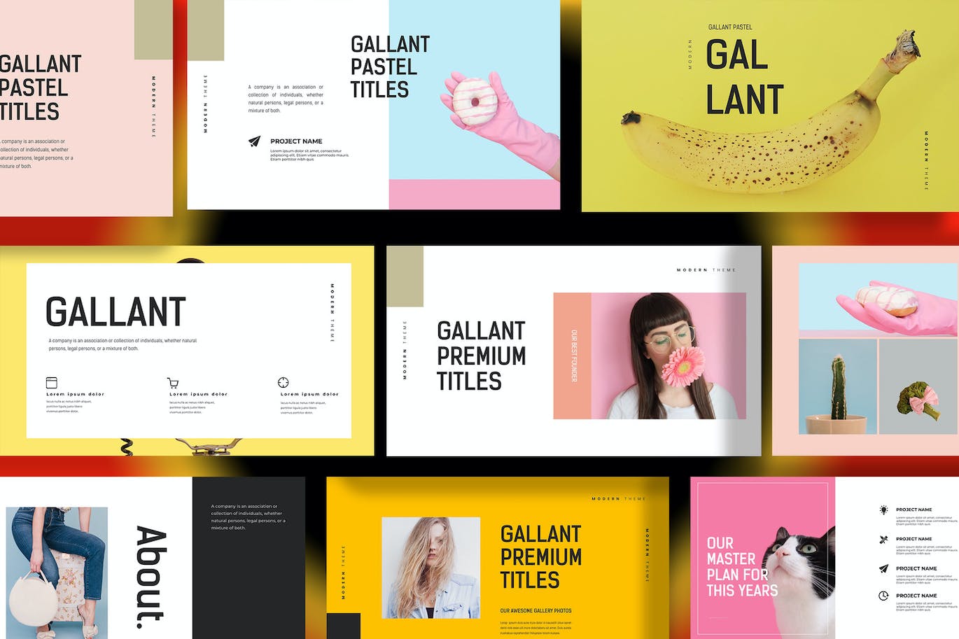 Lookbook作品集PPT模板 Gallant Pastel Lookbook Powerpoint 幻灯图表 sucaiwan.com