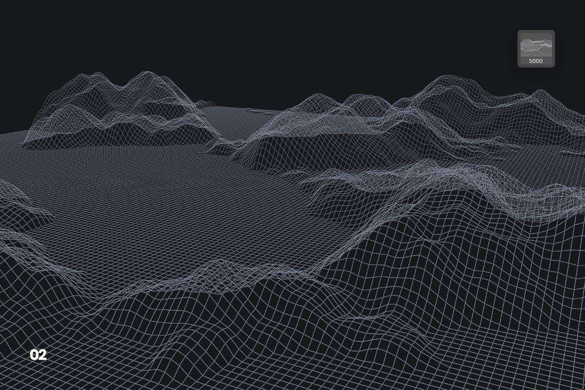 10个网格山脉Photoshop笔刷 笔刷资源 sucaiwan.com