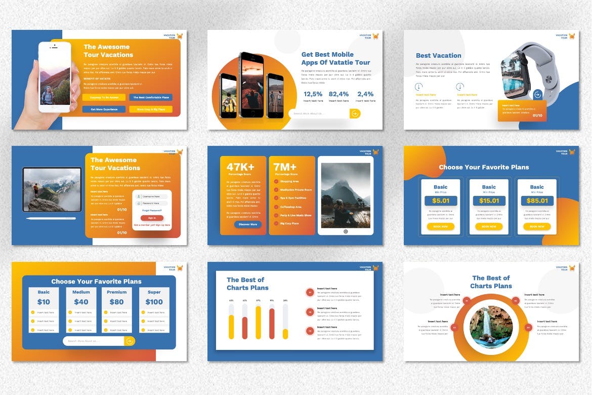 度假假期PPT幻灯片模板素材 Vatatie – Vacation Powerpoint Template 幻灯图表 sucaiwan.com