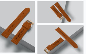 皮革表带手表品牌设计样机 Leather Watch Strap Mockups