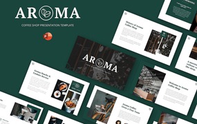 咖啡店和咖啡厅幻灯片演示PPT模板 Aroma – Coffee Shop & Cafe Powerpoint Template