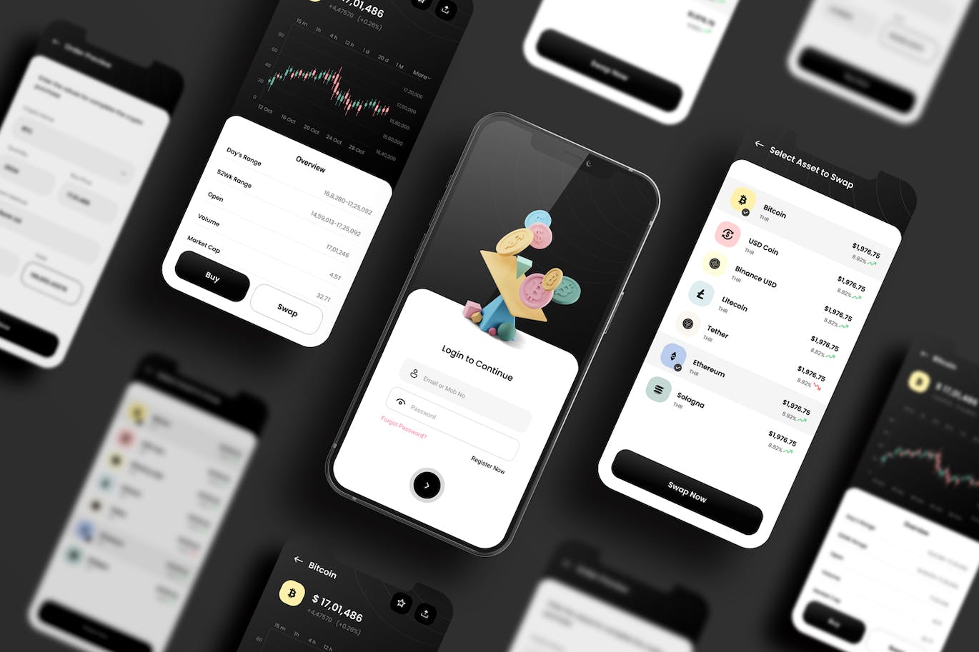 加密货币交易移动应用程序UI套件 CryptoBear App UIKit APP UI sucaiwan.com