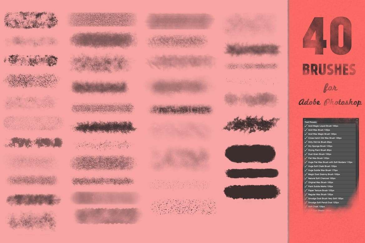 40个自然噪点阴影效果PS笔刷工具，tpl格式 笔刷资源 sucaiwan.com