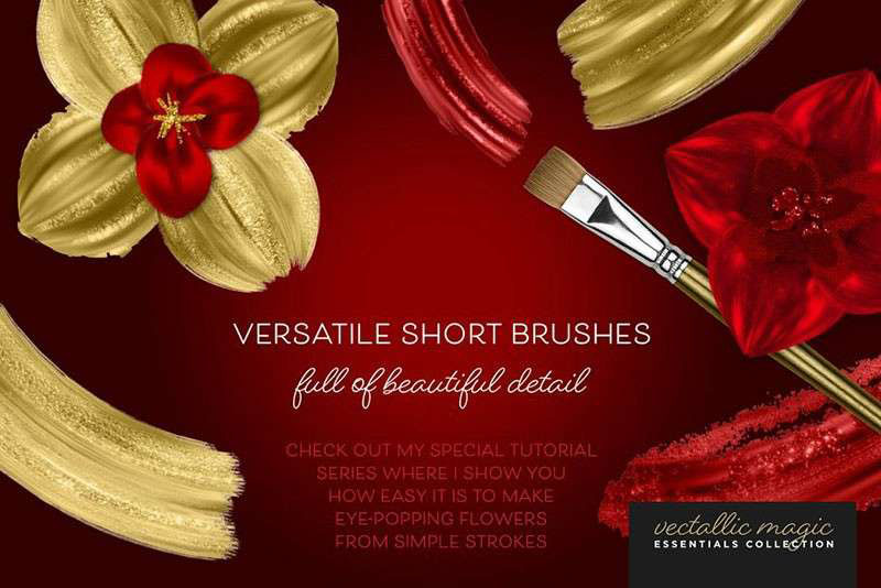 Illustrator漂亮的金漆画笔 笔刷资源 sucaiwan.com