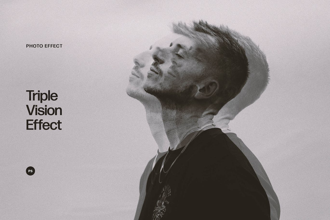黑白三重视觉照片特效PS图层样式 Triple Vision Photo Effect 插件预设 sucaiwan.com