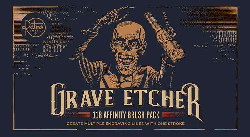 复古雕刻插画Affinity Designer笔刷 笔刷资源 sucaiwan.com