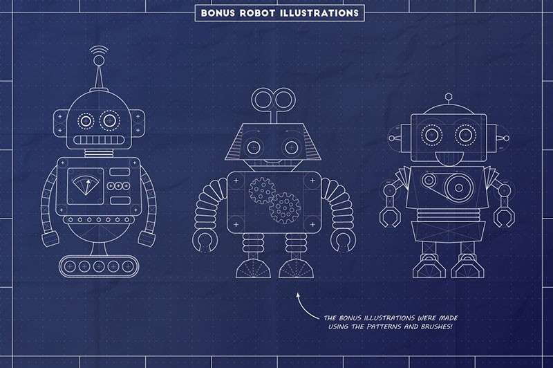 建筑图纸（蓝图）设计样式+AI笔刷套装 笔刷资源 sucaiwan.com
