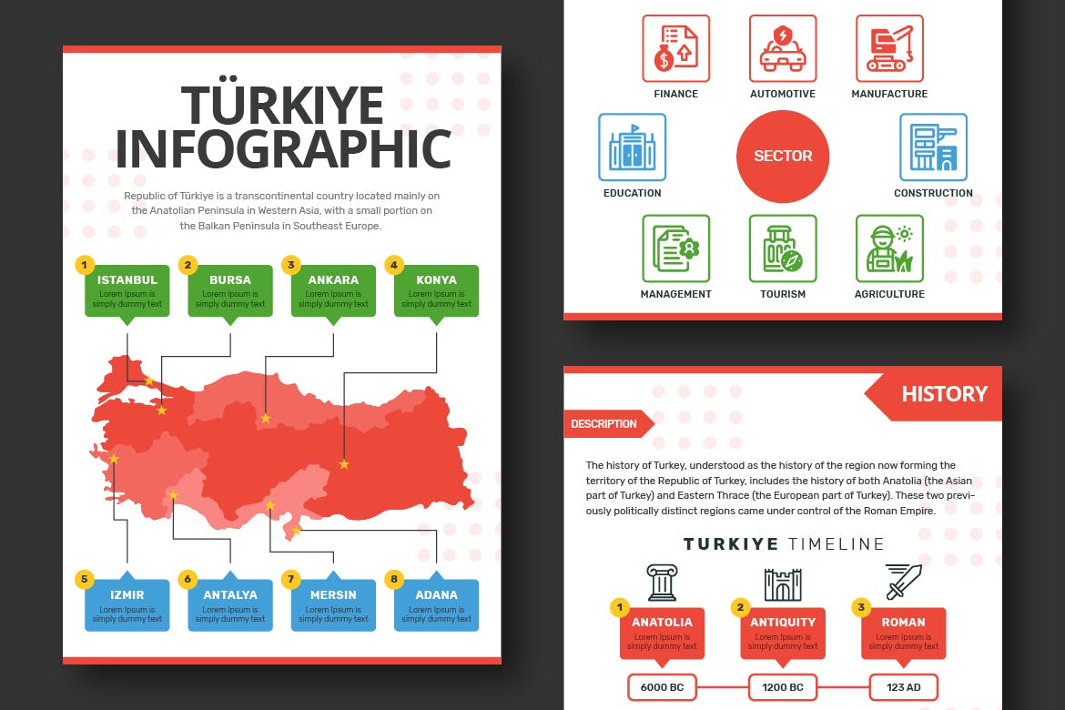 土耳其元素信息图表设计套件 TURKIYE Infographic Template 幻灯图表 sucaiwan.com