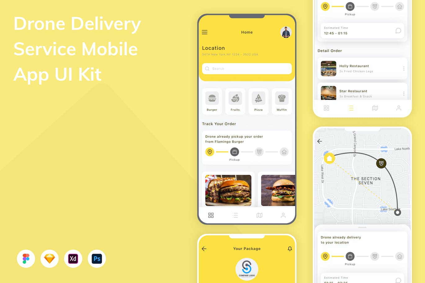 无人机交付配送服务应用程序App界面设计UI套件 Drone Delivery Service Mobile App UI Kit APP UI 第1张-素材湾丨精选海外优质设计素材资源 无人机交付配送服务应用程序App界面设计UI套件 Drone Delivery Service Mobile App UI Kit APP UI sucaiwan.com