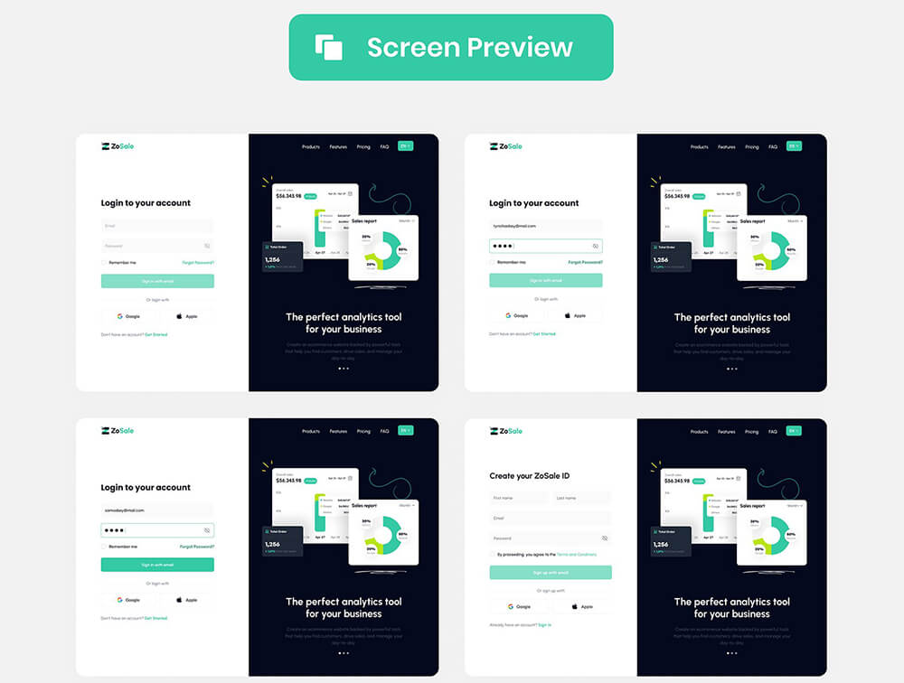 销售分析仪表盘UI设计套件 APP UI sucaiwan.com