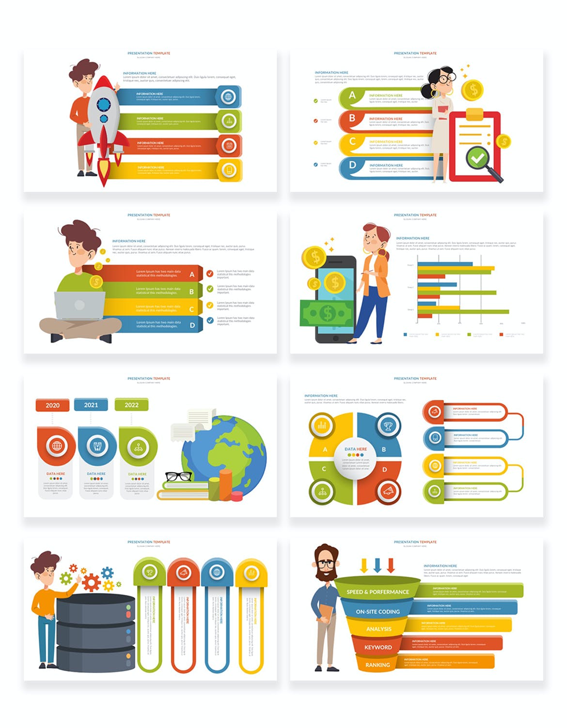 SEO动画图表PPT演示幻灯片模板 SEO Infographic Powerpoint Template 幻灯图表 sucaiwan.com